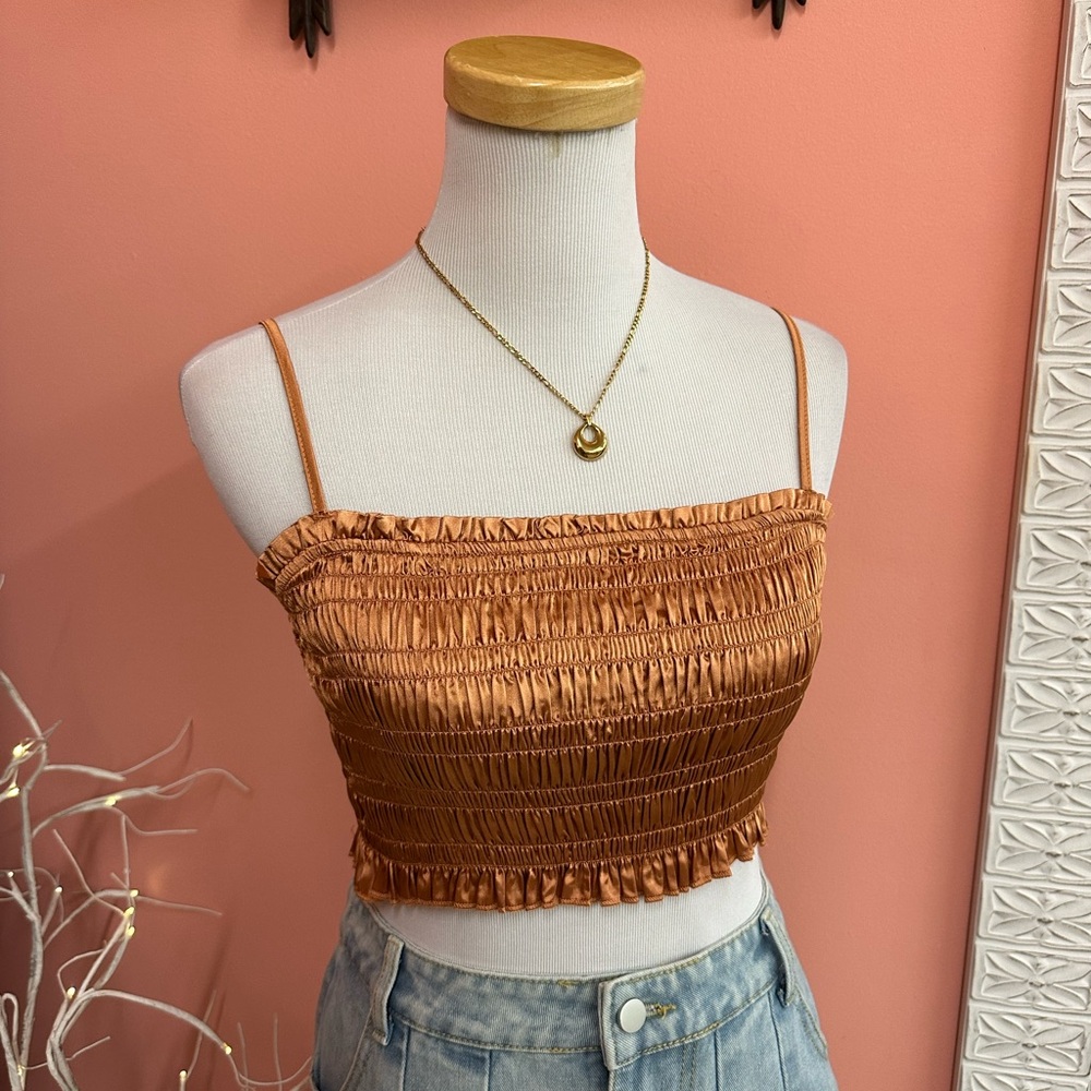 NWT! Forever 21 Copper Ruched Crop Top